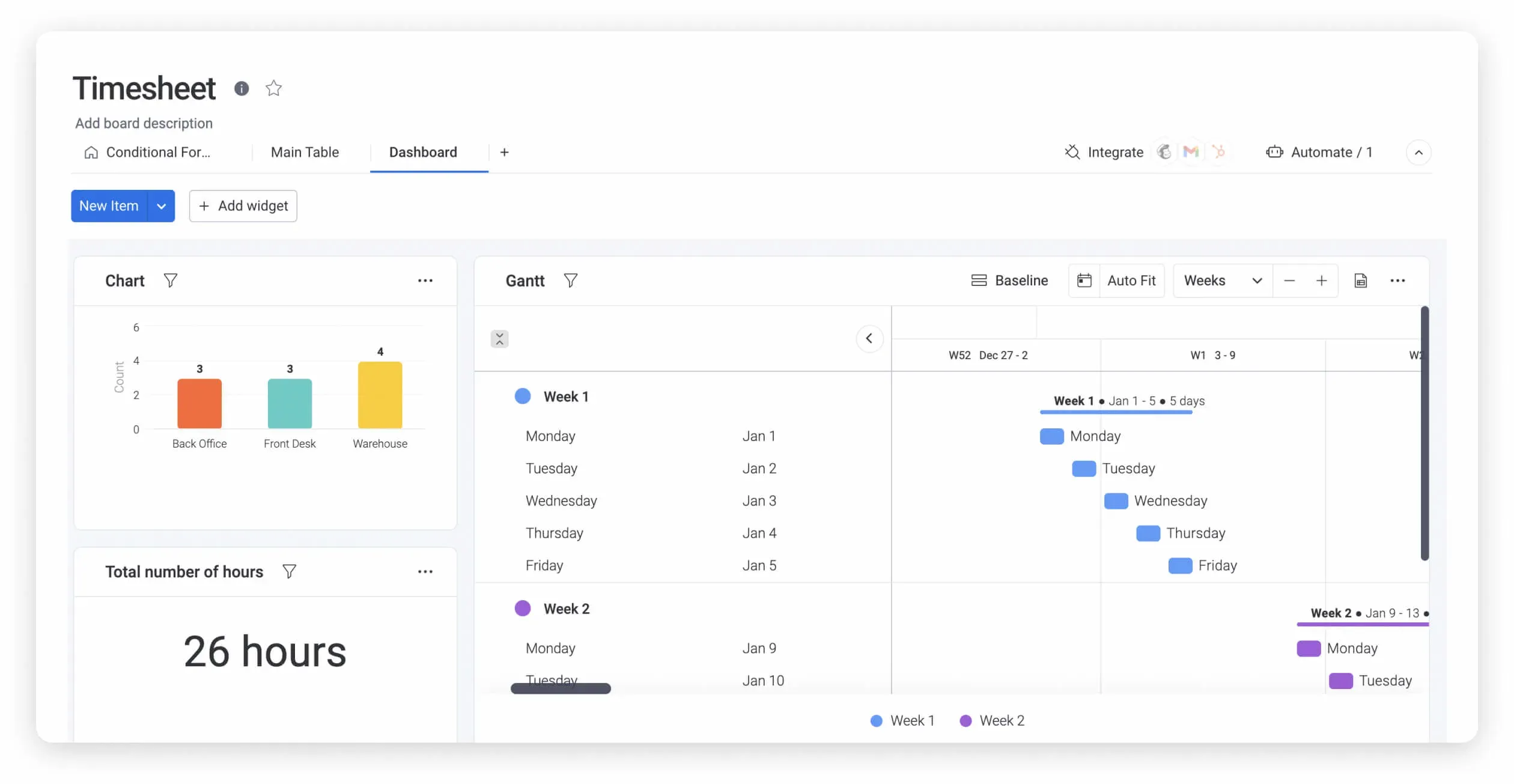 monday.com timesheet template