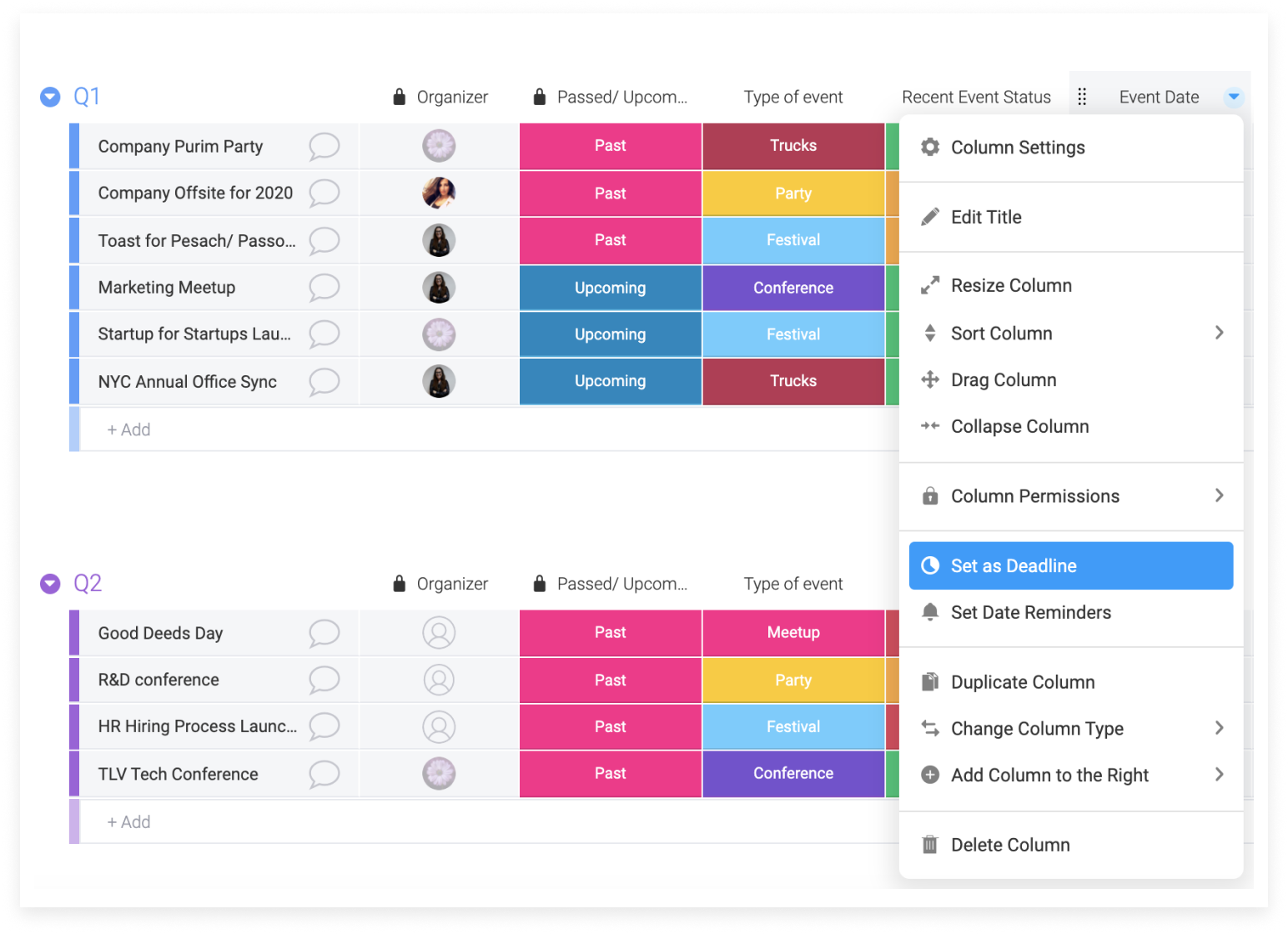 Showing the deadline feature Image of setting a deadline