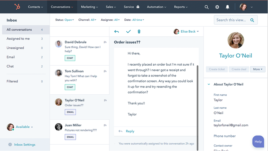 HubSpot marketing automation workspace