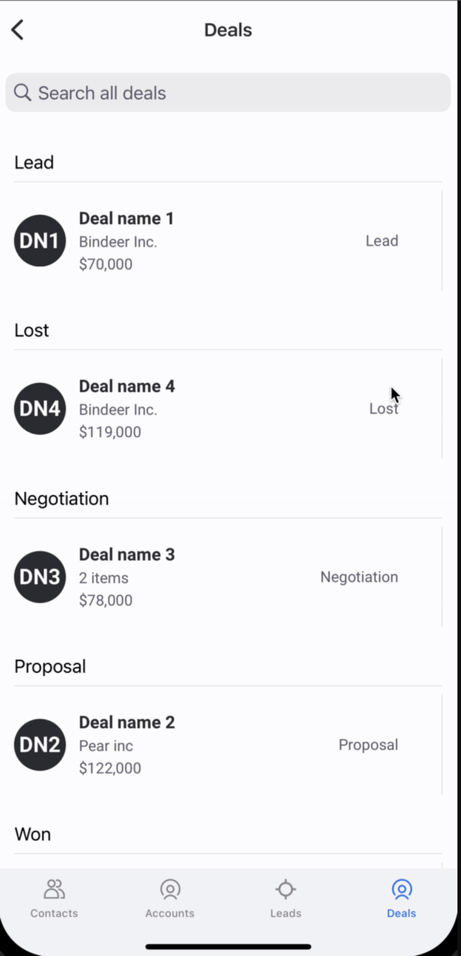 Monday Sales CRM mobile app experience screenshot